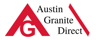 Logo of Austin Granite Direct with red and black design on a white background