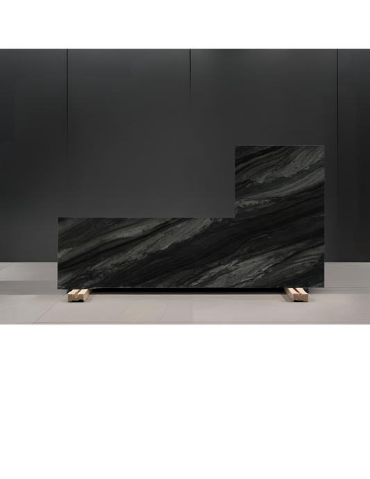 BLACK RAJ REMNANT - QUARTZITE/ LEATHERED/ 3CM